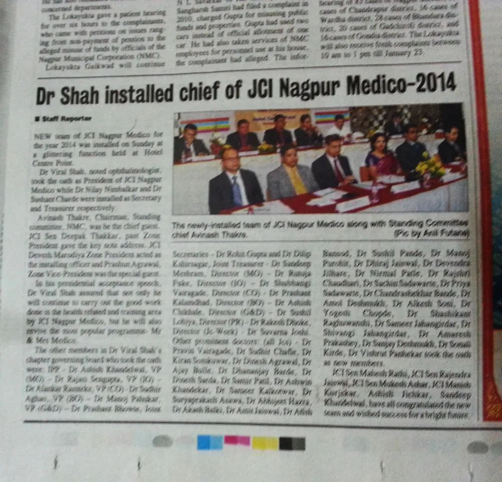 Dr.Shah Installed Chief Of JCI Nagpur Medico-2014